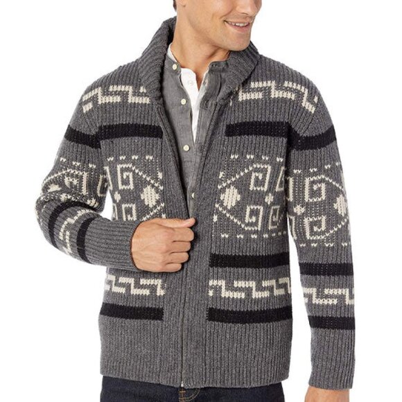 Pendleton Westerly Gray Wool Cardigan sweater Jacket cowichan Big Labowski XL - Picture 2 of 9